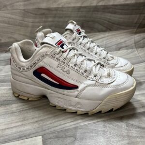 Fila Disruptor 2 Sneakers Womens 9‎ White 5FM0079-125 Lace Up Low Top Leather